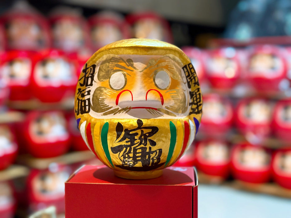 金彩五福だるま〜開運招福〜 【金のお顔・ラッキーカラー茶色の最幸福ver】