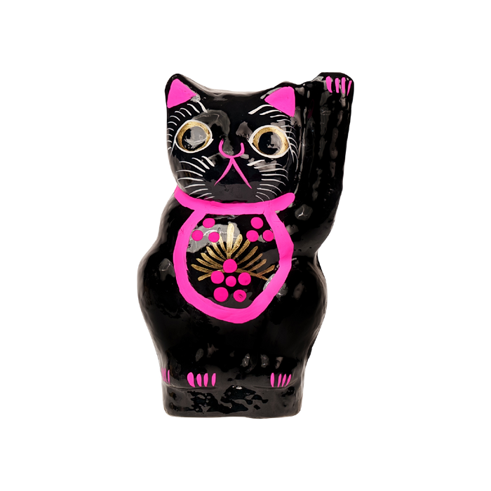 招き猫 黒 14cm(左手)