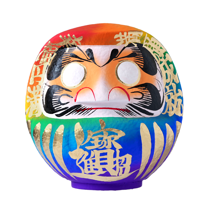 ハッピーレインボー名入れだるま 30cm【ご家庭用】