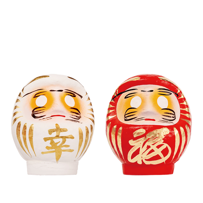小さな幸福だるま(白・赤)